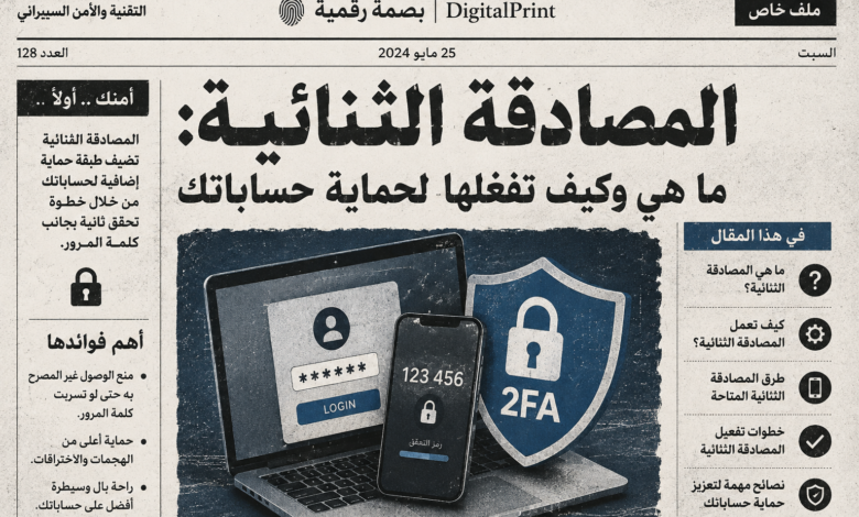 شرح المصادقة الثنائية 2FA لحماية الحسابات