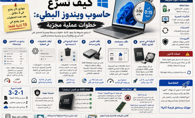 كيف تُسرّع حاسوب ويندوز البطيء: خطوات عملية مجرّبة