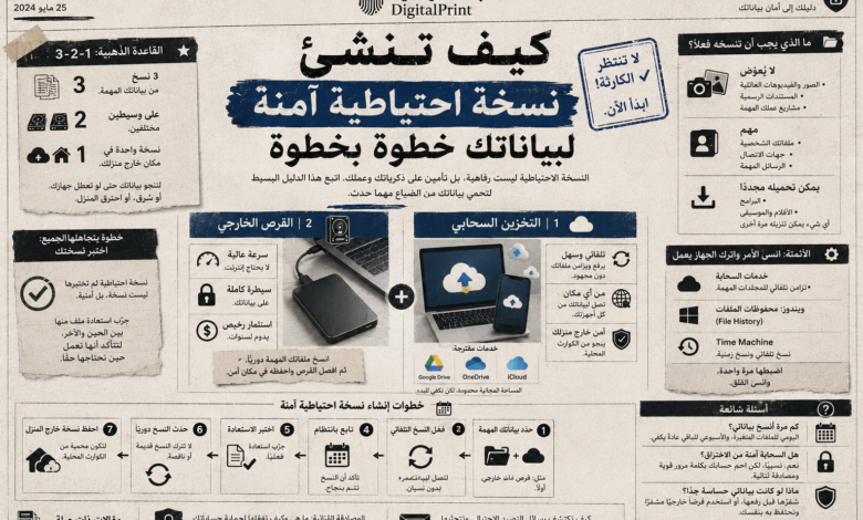 كيف تنشئ نسخة احتياطية آمنة لبياناتك خطوة بخطوة