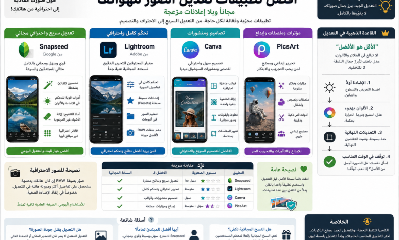 أفضل تطبيقات تعديل الصور للهواتف مجانًا
