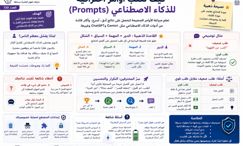 كيف تكتب أوامر احترافية للذكاء الاصطناعي (Prompts)